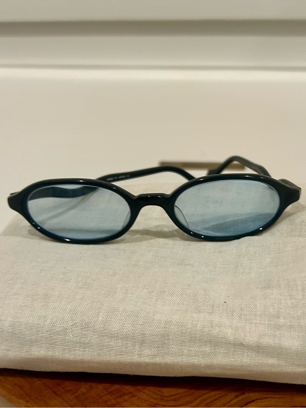 Vintage Martine Sitbon BX 6211 Black Oval Blue Tint Sunglasses Japan Y2K